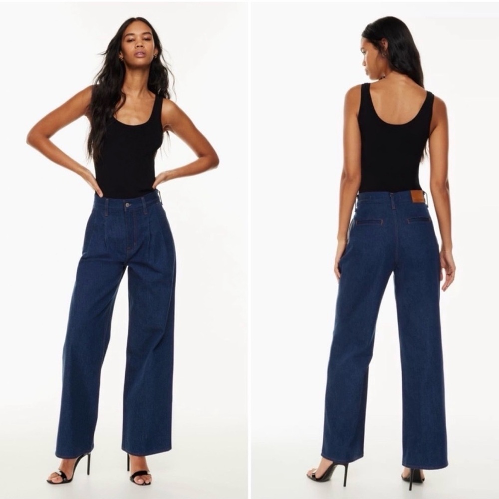 Aritiza Denim Forum The Belinda High Rise Wide Leg Jeans Size 27 Dark Wash